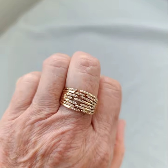 Anthropologie Spiral Gold Crystal Ring - Picture 11 of 14